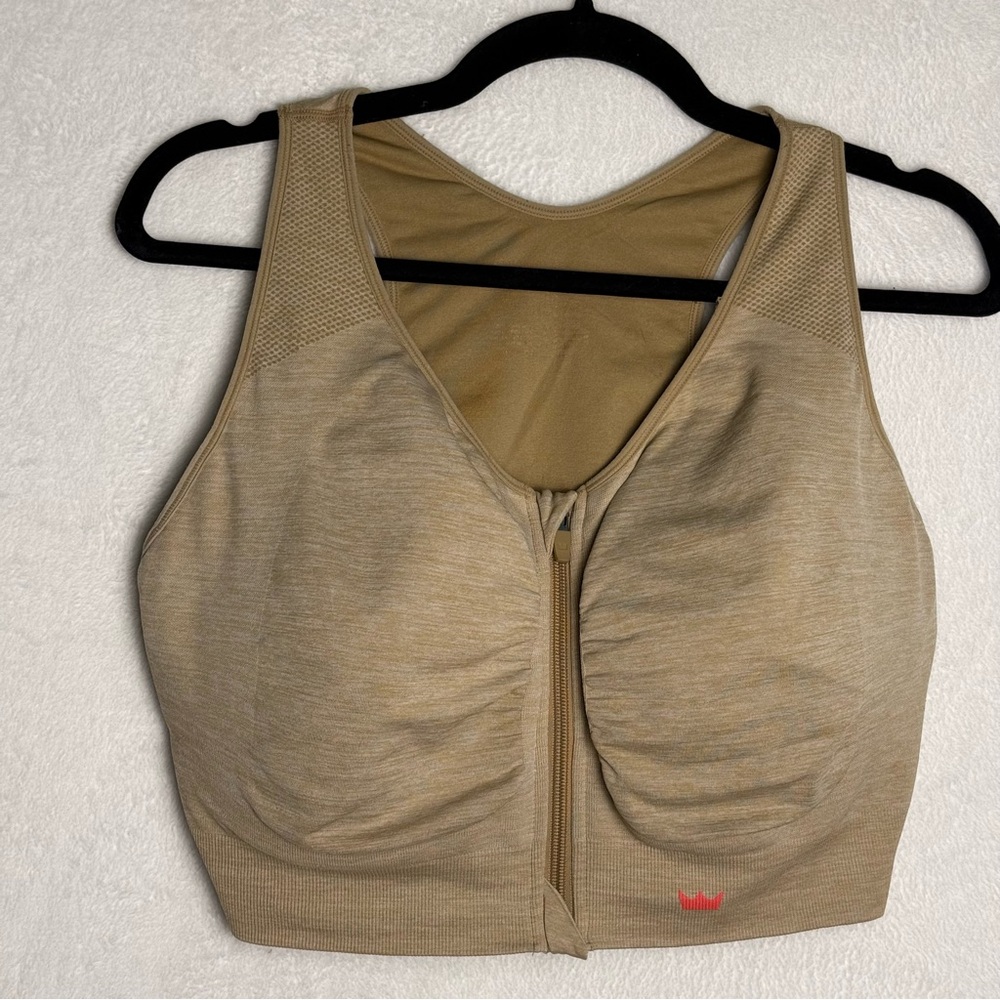 SHEFIT Sports Bra Lounge Bra Front zip bra Tan Women’s 5X